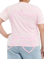 Hello Kitty Pink Outline Boyfriend Fit Girls T-Shirt Plus