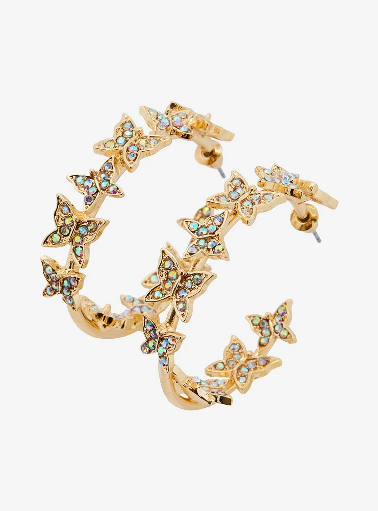 Thorn & Fable Jeweled Butterfly Hoops