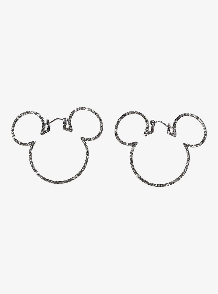 Disney Mickey Mouse Outline Bling Hoop Earrings