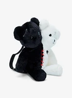 Black & White Double-Headed Bear Plush Mini Backpack