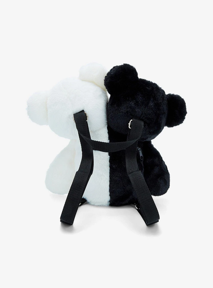 Black & White Double-Headed Bear Plush Mini Backpack