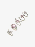 Sweet Society Pink Gem Heart Butterfly Ring Set