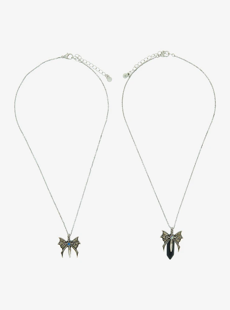 Thorn & Fable Bat Wing Crystal Best Friend Necklace Set