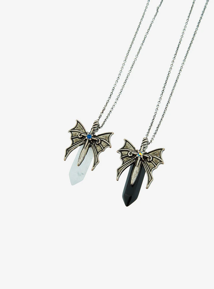 Thorn & Fable Bat Wing Crystal Best Friend Necklace Set