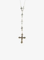 Cosmic Aura Bat Gem Cross Lariat Necklace Set