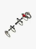 Comsic Aura Gothic Cross Skull Ring Set