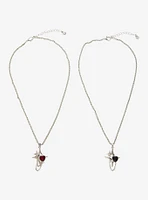 Social Collision Red & Black Heart Star Best Friend Necklace Set