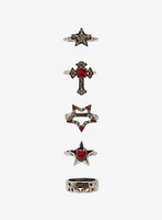 Social Collision Red Star Cross Ring Set