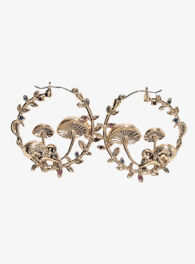 Thorn & Fable Mushroom Mouse Hoop Earrings