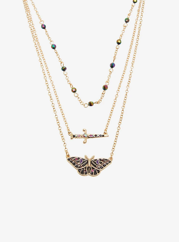 Thorn & Fable Moth Dagger Gem Necklace Set