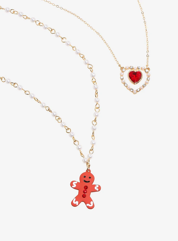 Sweet Society Gingerbread Heart Pearl Necklace Set