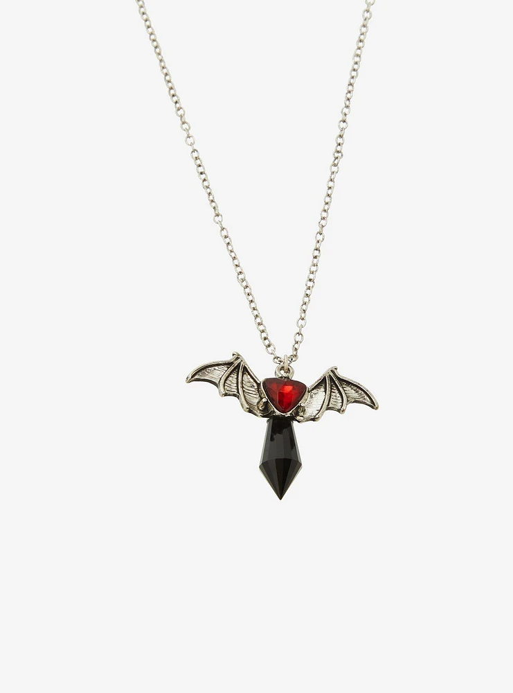 Cosmic Aura Crystal Bat Cross Necklace Set