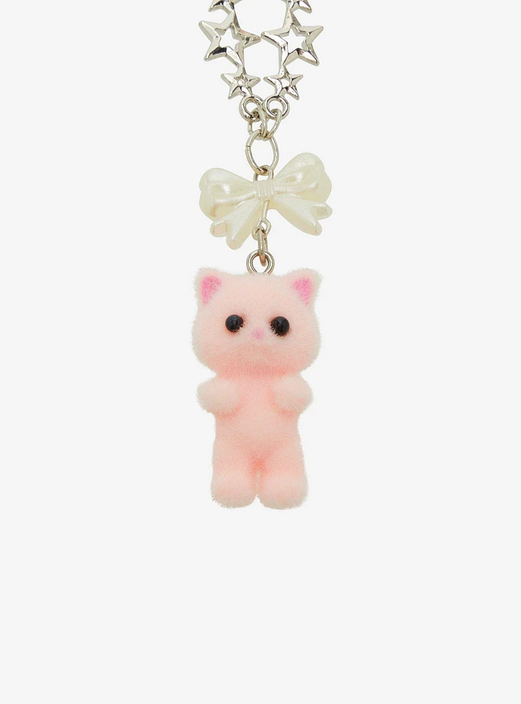 Sweet Society Flocked Cat Bunny Charm Best Friend Necklace Set