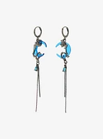 Blue Crescent Moon Wrap Drop Earrings