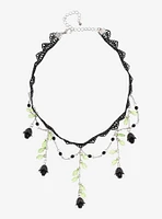 Thorn & Fable Black Flower Lace Layered Choker