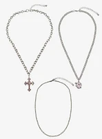 Sweet Society Pink Heart Cross Necklace Set