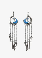 Thorn & Fable Crescent Moon Chain Drop Earrings