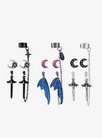 Thorn & Fable Wing & Dagger Stud & Cuff Earring Set