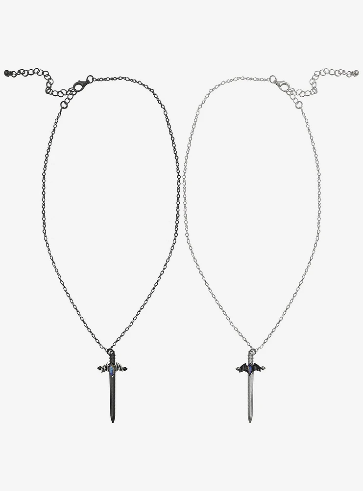 Thorn & Fable Bat Wing Dagger Best Friend Necklace Set