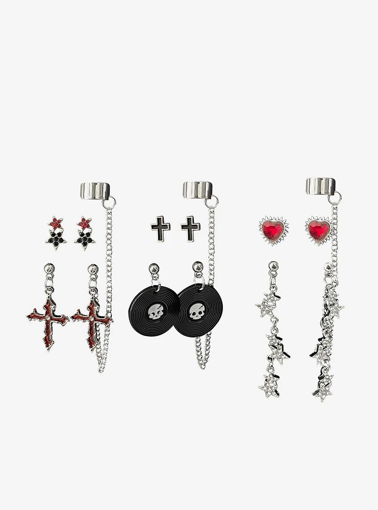 Social Collision Skull Vinyl Cuff Earring Set