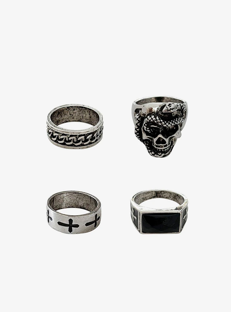 Serpent Skull Ring Set