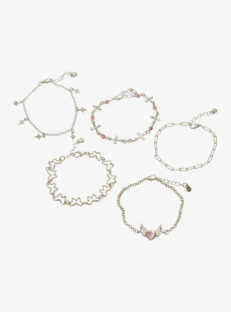 Sweet Society Heart Wing Chain Bracelet Set