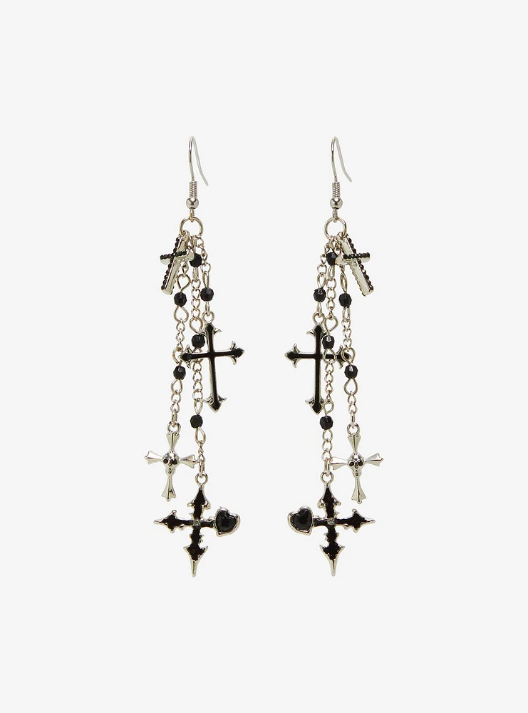 Social Collision Cross Drop Earrings