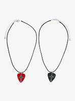 Social Collision Cross Guitar Pick Best Friend Cord Necklace Set