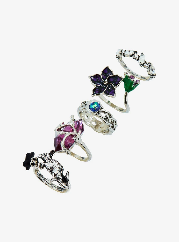 Thorn & Fable Crystal Flower Ring Set