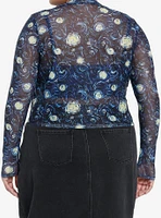 Cosmic Aura Starry Nights Mesh Girls Twofer Long-Sleeve Top Plus