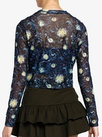 Cosmic Aura Starry Nights Mesh Girls Twofer Long-Sleeve Top