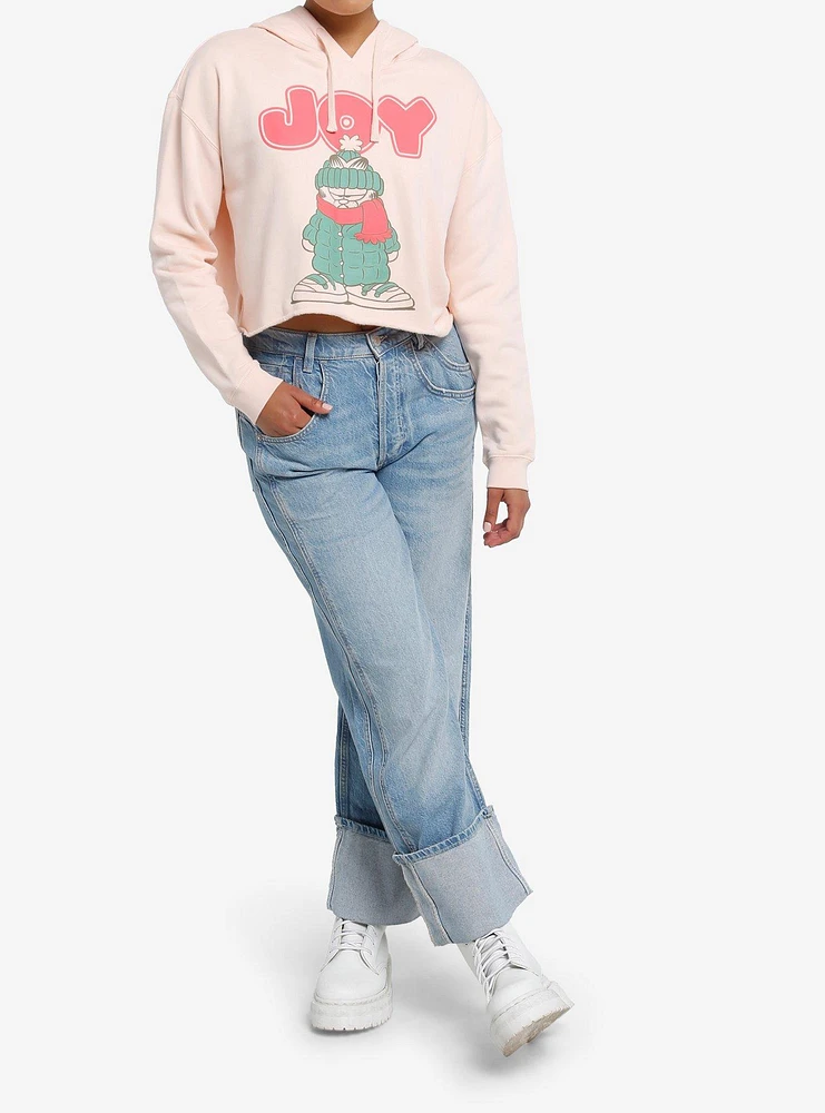 Garfield Joy Pastel Pink Crop Girls Hoodie