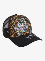 Ed Hardy Skull Leopard Trucker Hat