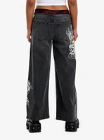 Ed Hardy Love Kills Slowly Grey Wash Wide Leg Jeans