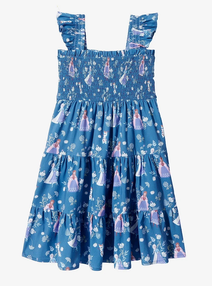 Disney Frozen Anna & Elsa Allover Print Toddler Ruffle Dress - BoxLunch Exclusive