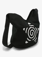 White Spiral Star Black Crossbody Bag