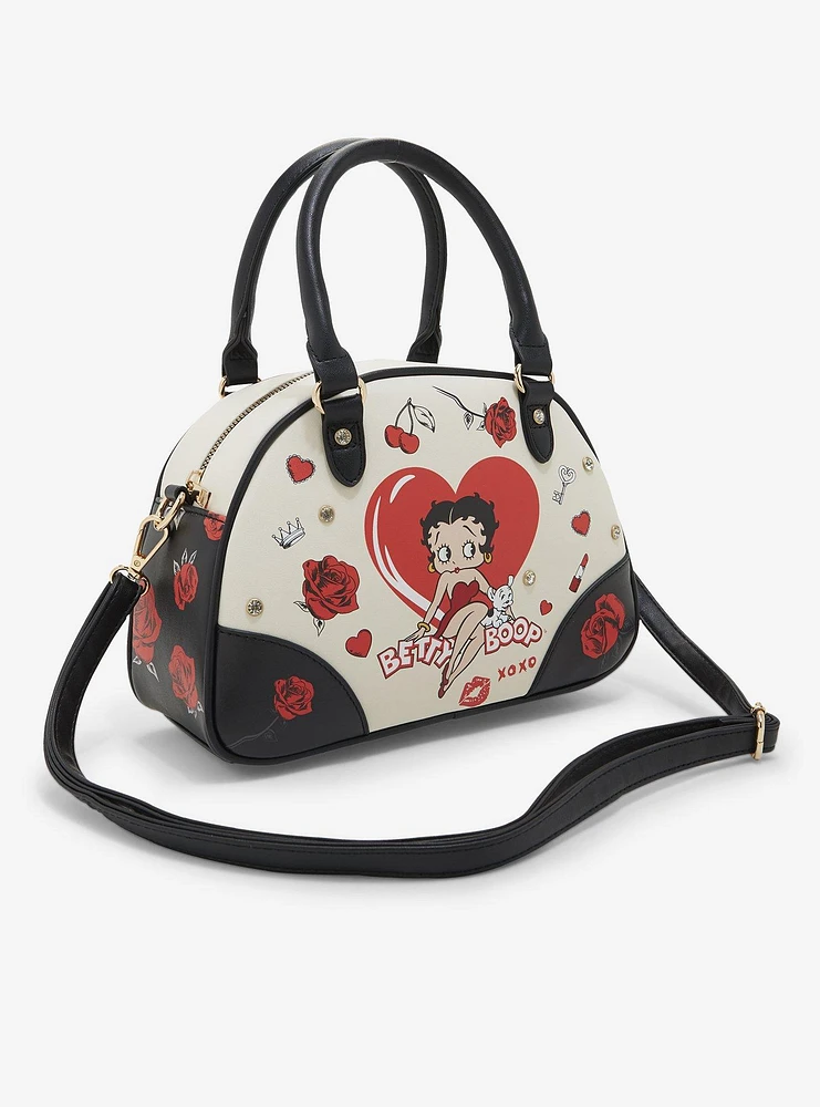 Betty Boop Art Rhinestone Bowler Handbag