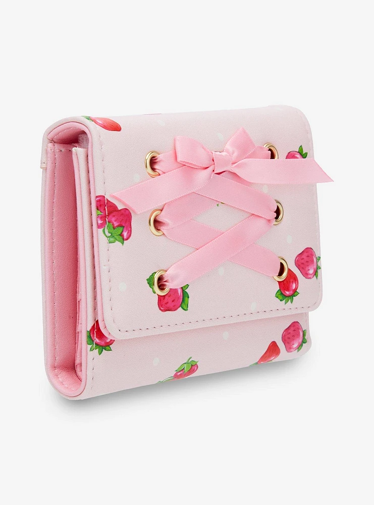 Strawberry Shortcake Strawberries Lace-Up Mini Flap Wallet