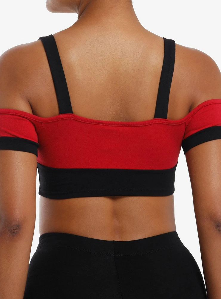 Black & Red Cold Shoulder Bralette