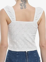 Sweet Society White Eyelet Girls Crop Tank Top