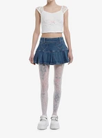 Sweet Society White Lace Pink Bow Girls Crop Tank Top