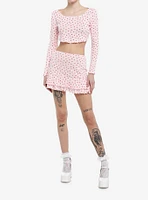 Sweet Society Pink Strawberry Print Girls Crop Long-Sleeve Top & Skirt Set