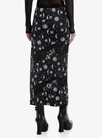 Cosmic Aura Black & White Celestial Lace Midi Skirt