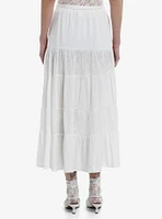 Sweet Society White Lace Tiered Maxi Skirt