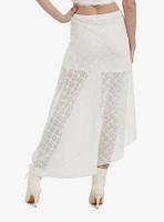 Sweet Society Cream Lace Asymmetrical Midi Skirt