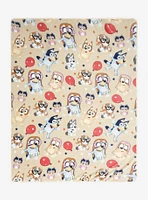 Bluey Characters Balloon Fleece Throw