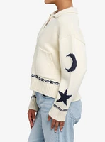 Pretty Garbage Moon & Star Girls Zipper Knit Cardigan