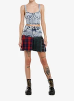 Light Acid Wash Denim Girls Corset Top