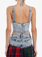 Light Acid Wash Denim Girls Corset Top