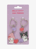 Sanrio My Melody and Kuromi Heart Multi Charm Keychain Set